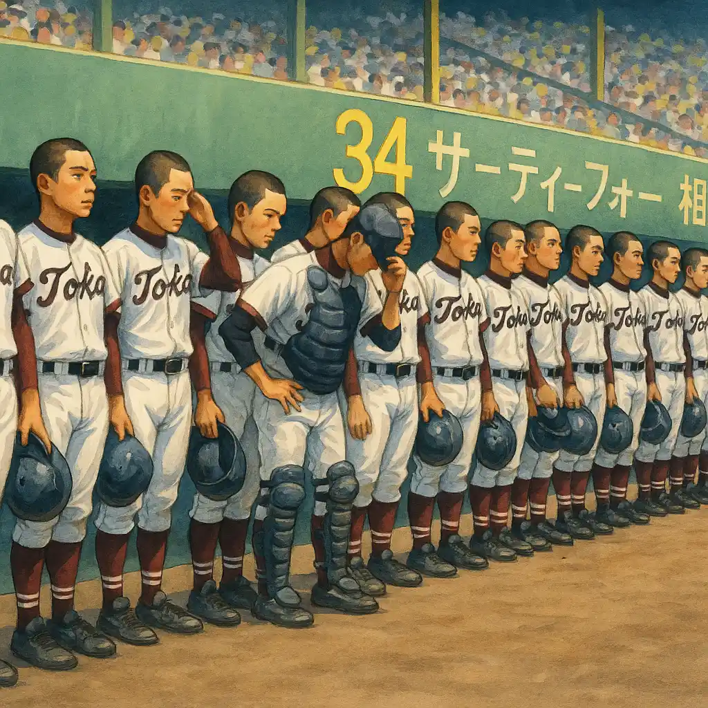 高校野球神奈川大会5回戦で敗れ、最後の夏を終えた桐光学園の野呂監督と涙を流す選手たち