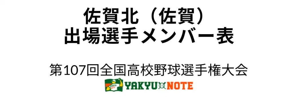 佐賀北(佐賀)2025年甲子園出場選手メンバー表 第107回全国高校野球選手権大会(夏の甲子園)
