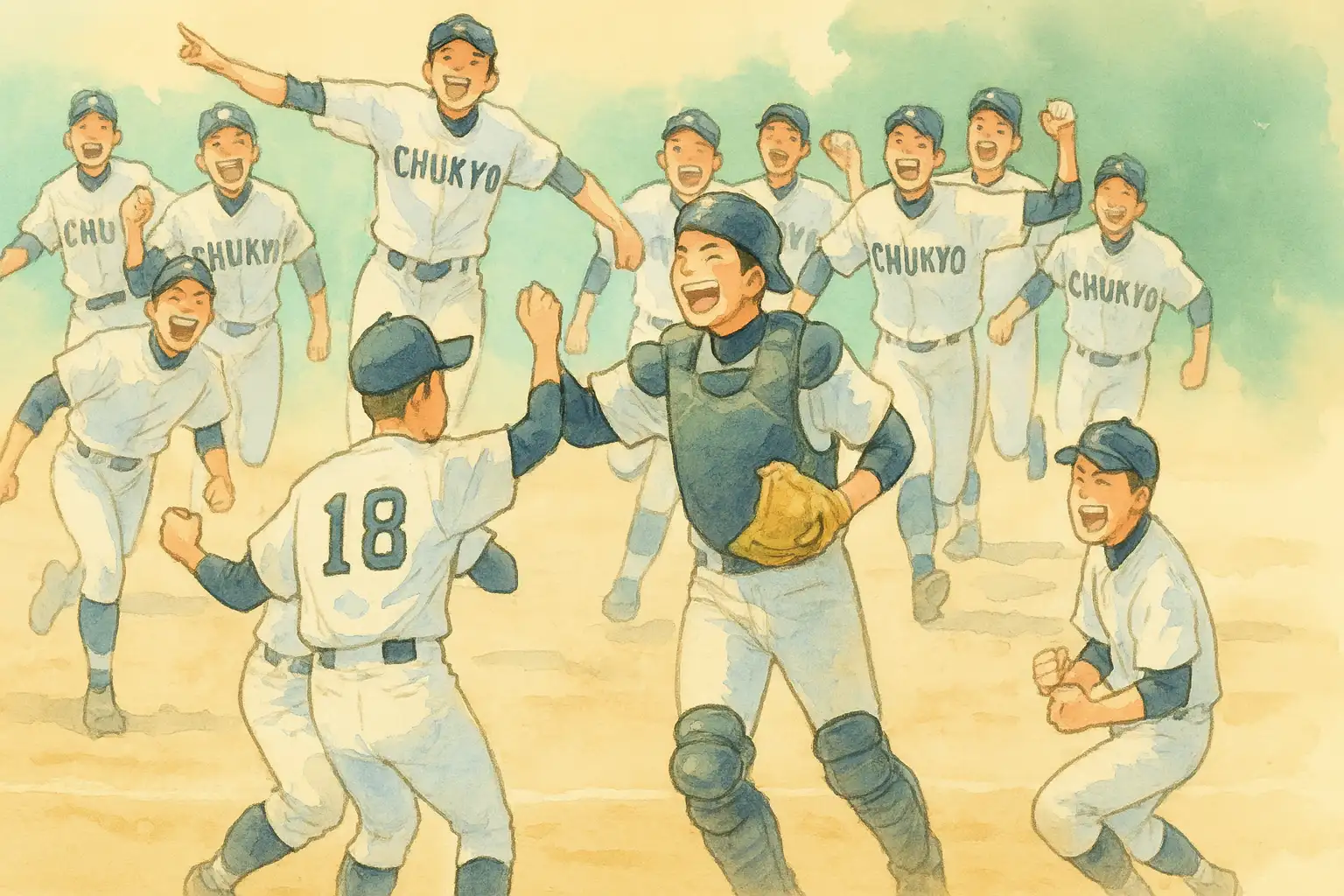 2025年夏の高校野球愛知大会ベスト8のトーナメント表。中京大中京　昨年の優勝シーン