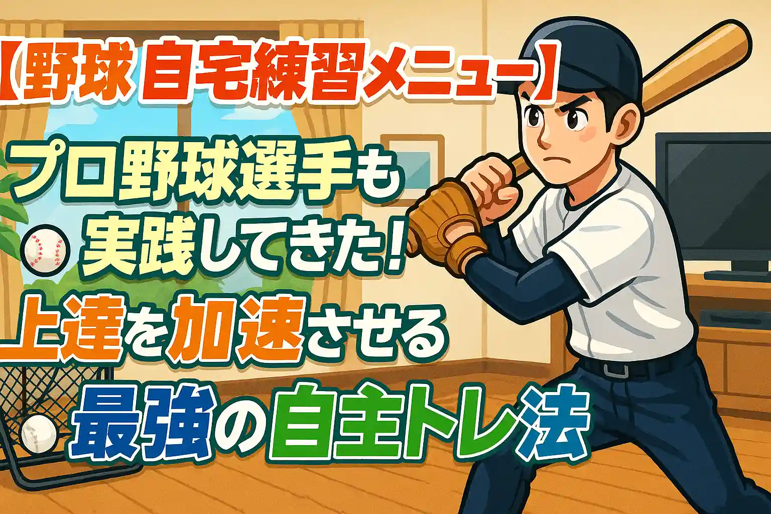 【野球 自宅練習メニュー】プロ野球選手も実践してきた！上達を加速させる最強の自主トレ法