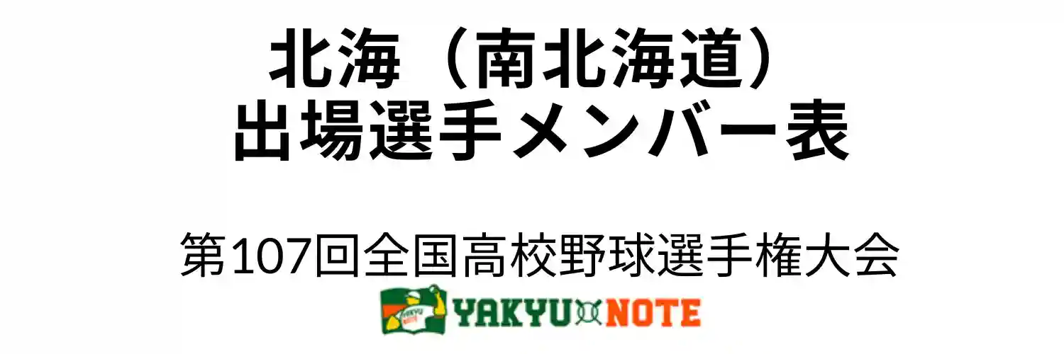 北海（南北海道・北海道）甲子園出場選手メンバー表　第107回全国高校野球選手権大会（夏の甲子園）