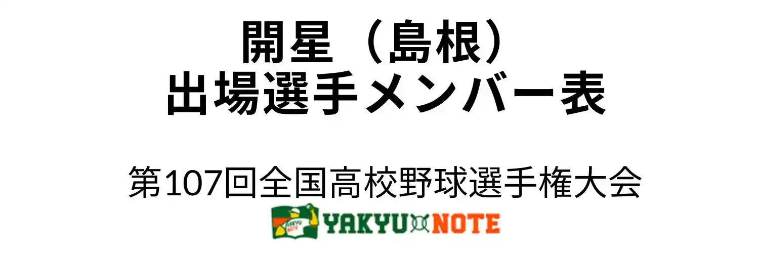 開星（島根）2025年甲子園出場選手メンバー表　第107回全国高校野球選手権大会（夏の甲子園）