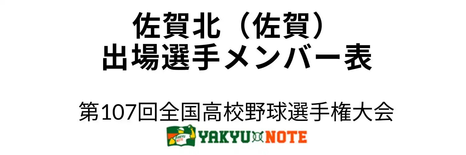 佐賀北（佐賀）2025年甲子園出場選手メンバー表　第107回全国高校野球選手権大会（夏の甲子園）