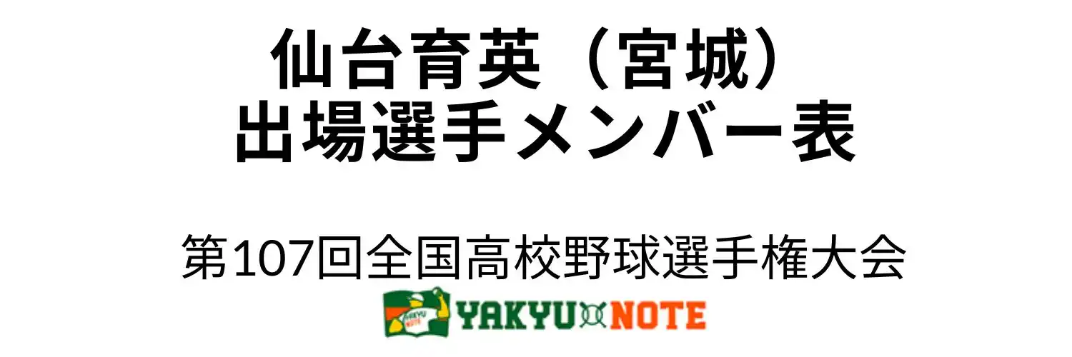 仙台育英（宮城）甲子園出場選手メンバー表　第107回全国高校野球選手権大会（夏の甲子園）