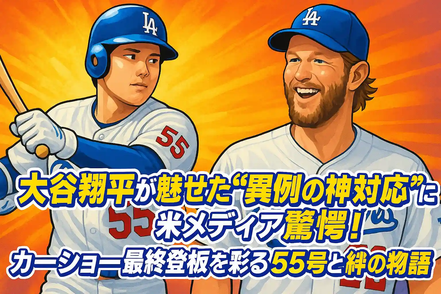 大谷翔平が魅せた”異例の神対応”に米メディア驚愕！カーショー最終登板を彩る55号と絆の物語